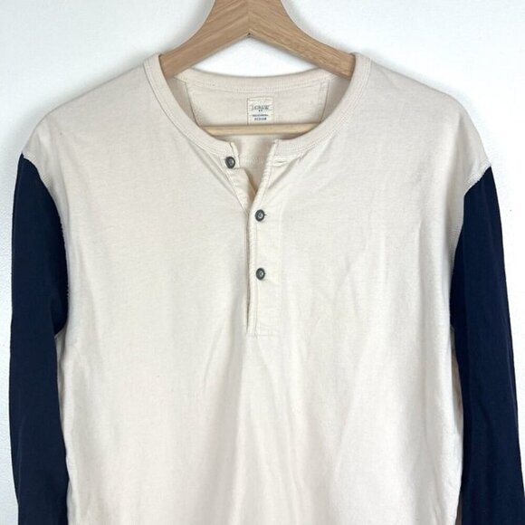 J.CREW Long Sleeve Henley T-shirt M Colorblock Contrast Sleeve Y2k 90s Grunge - Picture 2 of 6